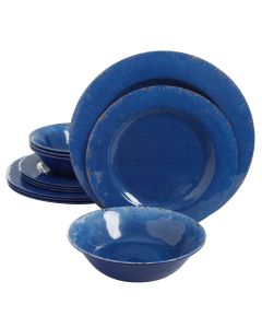 Studio California Mauna 12-Piece Dinnerware Set in Cobalt Blue Crackle Look Decal
