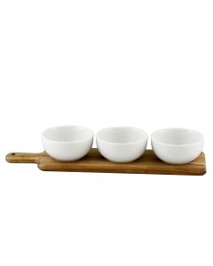 Gibson Gracious Dining 3-Piece Tidbit Bowl Set on Wood Paddle