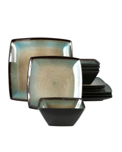 Hometrends Tequesta 12 Piece Square Stoneware Dinnerware Set in Taupe