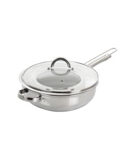 Oster Sangerfield 3 Piece 4 Quart Stainless Steel Saute Pan with Lid and Splatter Guard