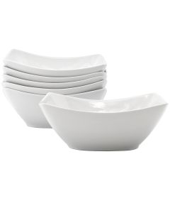 Our Table Simply White 6 Piece 7 Inch Rectangular Porcelain Bowl Set in White
