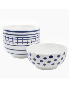 Gap Home 4 Piece 6 Inch Round Fine Ceramic Bowls Set in Assorted Blue