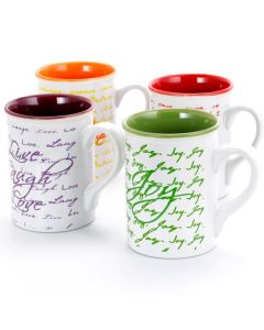 Gibson Inspirational Words 16 oz Mug 4 Assorted Designs