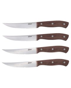 Oster Whitmore 4 Piece Stainless Steel Steak Knife Set with Mango Wood Handles