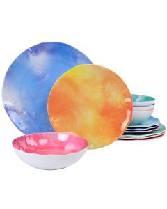 Spice by Tia Mowry Cinnamon Twist 12 Piece Melamine Dinnerware Set in Assorted Colors