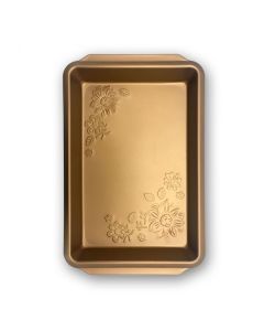 Gibson Home Country Kitchen Embossed Carbon Steel 13.75 Inch Roaster Pan in Copper