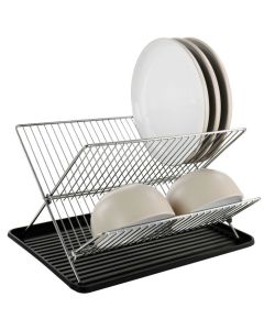 Gibson Home Fernsby 2 Tier 17 in. Folding Dish Rack Set in Black