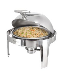 MegaChef 6.3 Quart Round Stainless Steel Dome Roll Top Professional Chafing Dish/Food Warmer/Buffet Server Serving Dish with Window
